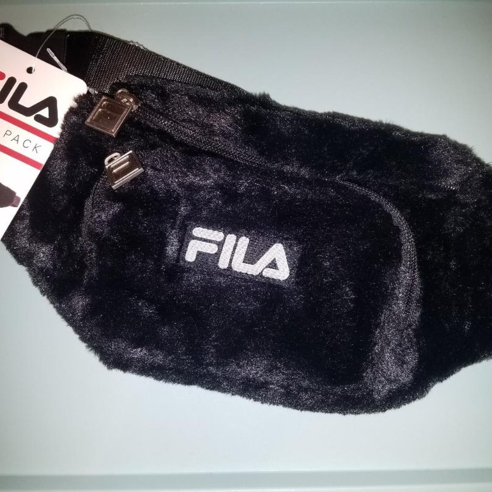 New Black FILA Faux Fur Fanny Pack